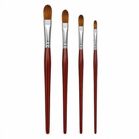 Long-Handle Filbert Brushes, 4 pcs