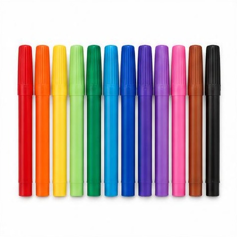 Washable Felt-Tip Markers, 12